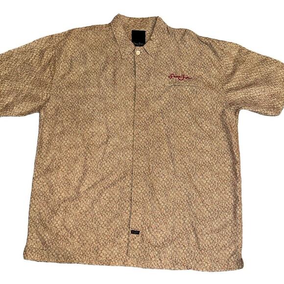 Sean John Short Sleeve Shirt Button Up Beige Geometric XXXL Made in Korea - Picture 4 of 10